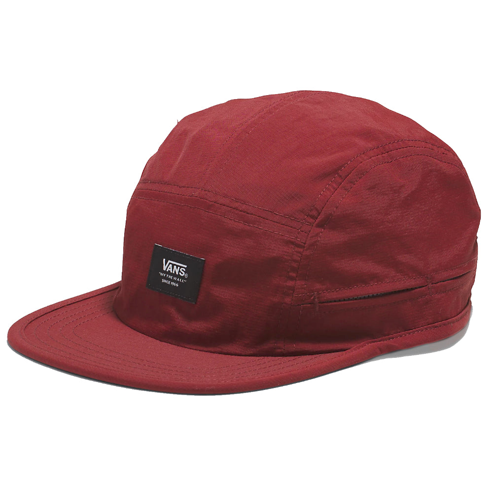 Vans Fulton Camper Hat Syrah The Fulton Camper Hat looks good while keeping your head cool with side vents and its woven Vans patch. Our team has set ambitious sustainability goals. Big or small, all of our efforts add up to positive change. To earn the VR3 Checkerboard globe logo, at least 30% of the product must be made up of one or a combination of recycled, renewable, and/or regenerative materials. • Shell: 100% Nylon; Lining: 100% Polyester • 5-panel camper hat • Mesh side vents • Woven Vans patch