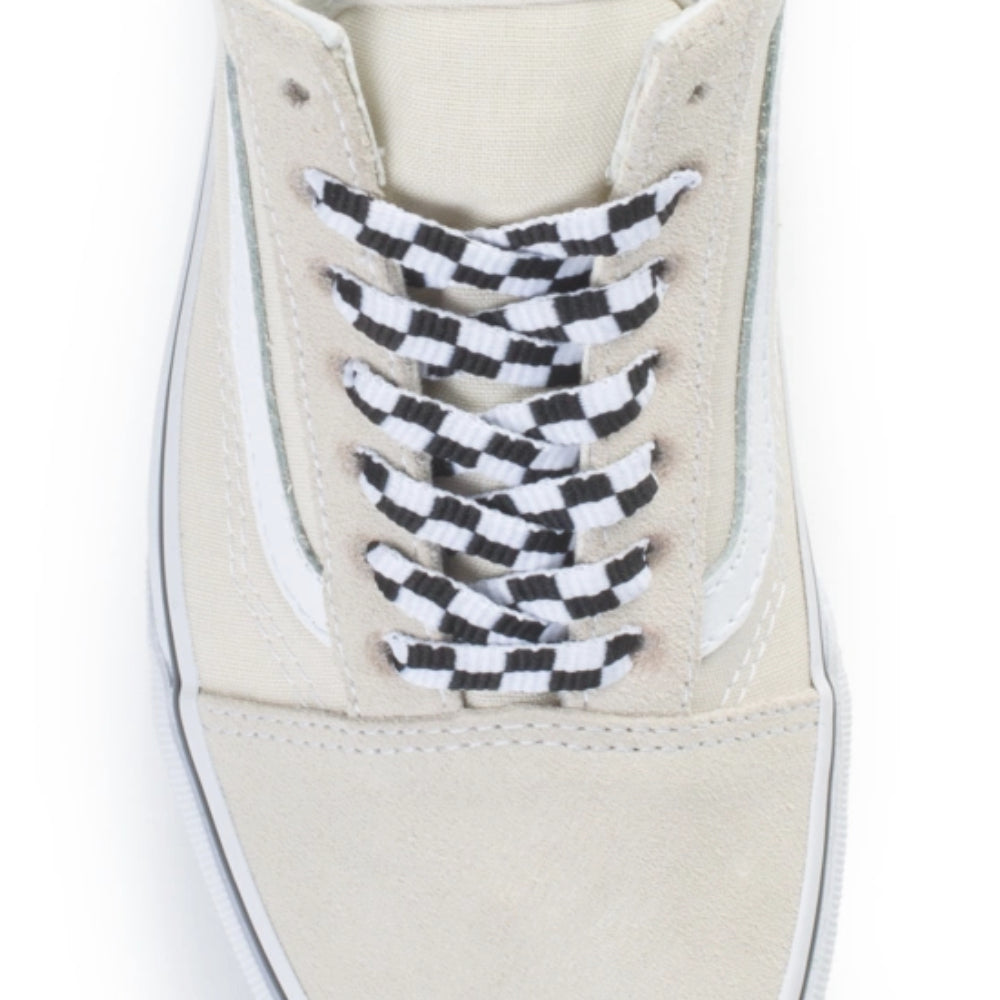 Black and white fashion checkered vans laces