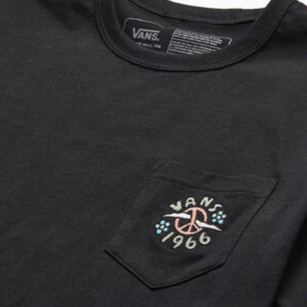 Vans Off The Wall Graphic Pocket Tee Black Peace Sign - Shirt Close Up