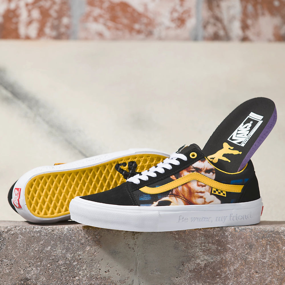 Vans Skate Old Skool Bruce Lee Black Yellow Shoes Pair With Insole Pop Cush
