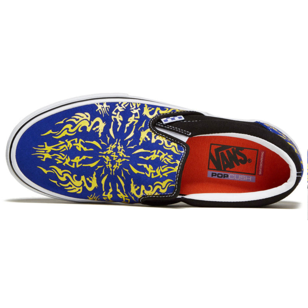 Vans Skate Slip-On Dragon Flame Blue / Yellow - Shoes Top
