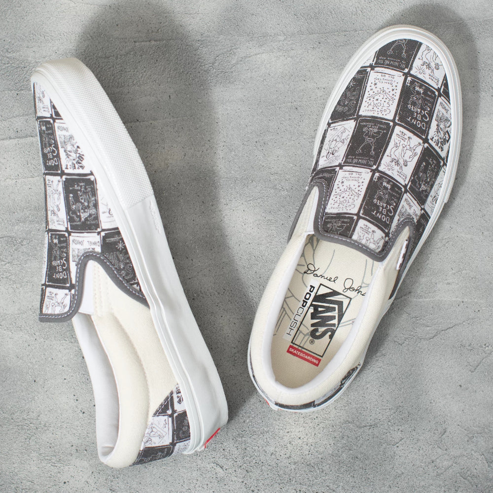Vans Slip-On Skate Daniel Johnson Edition - Shoes Side And Top Design Signature On Insole