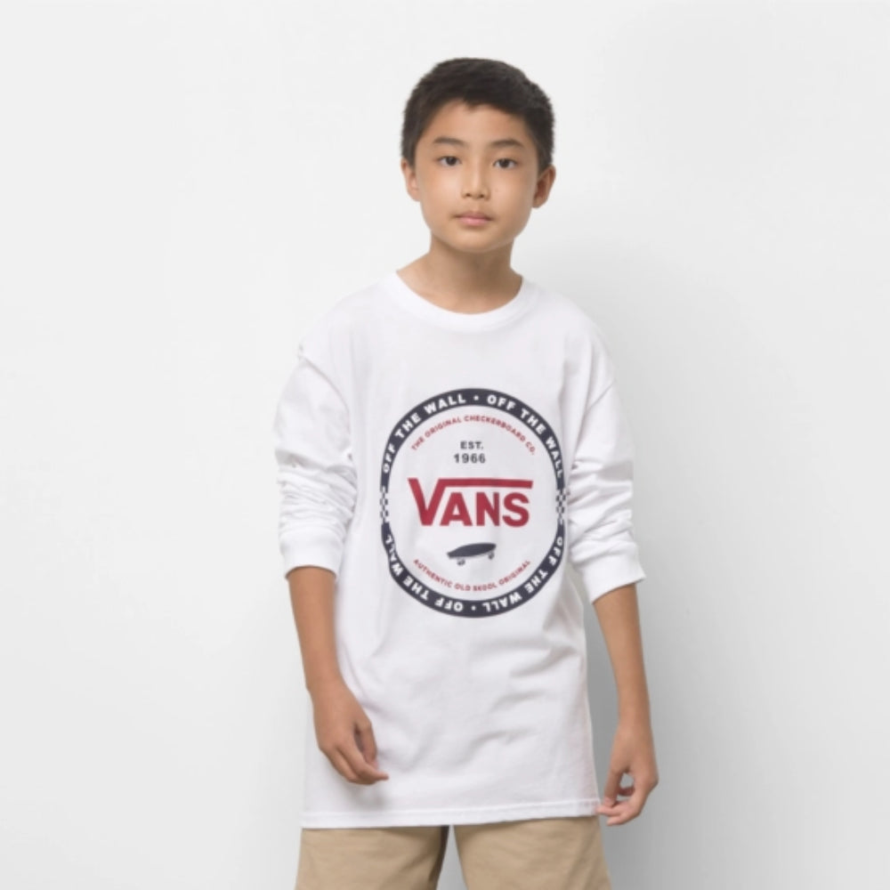 Vans Youth Logo Check White Long Sleeve