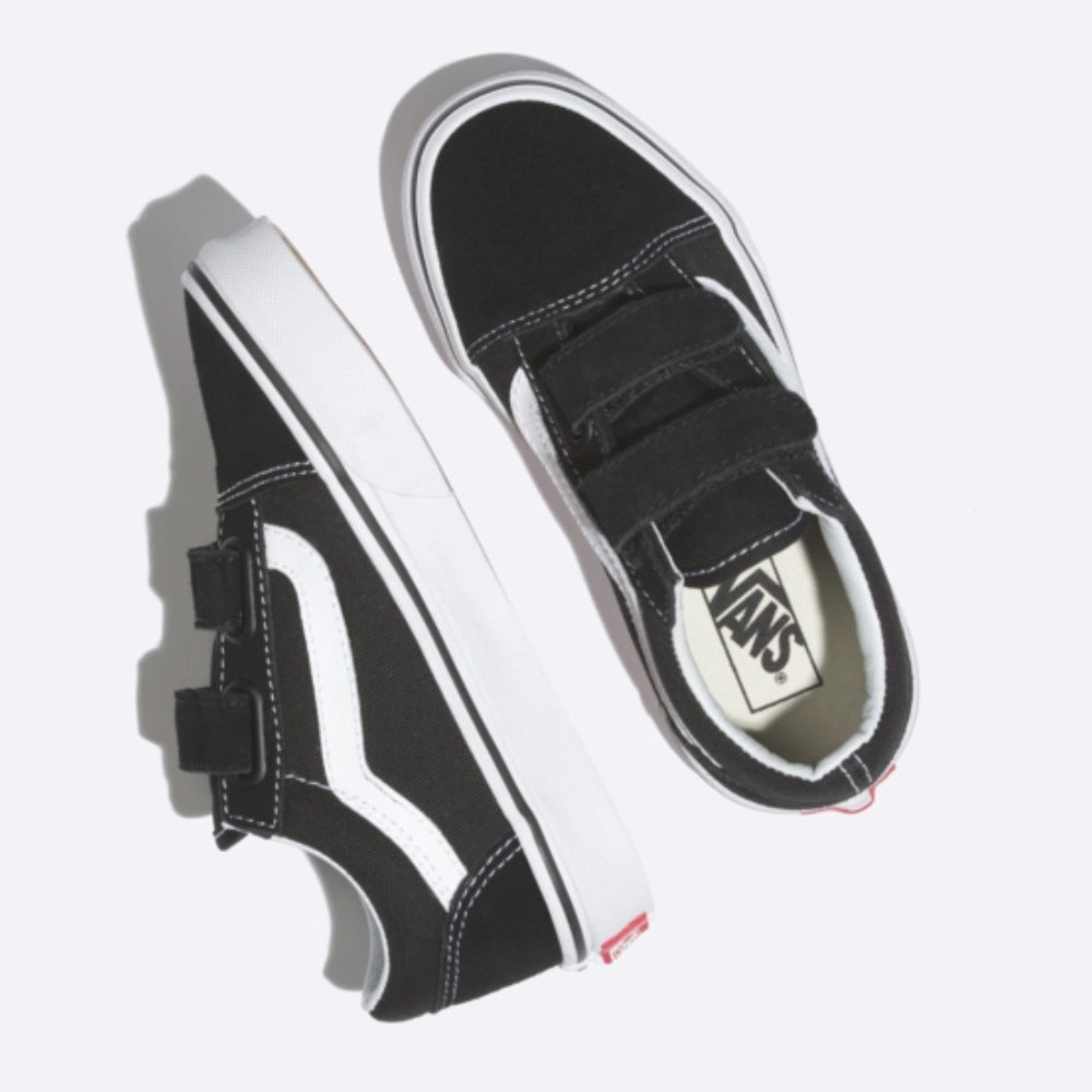 Vans Youth Old Skool Velcro Black / White Shoes Pair Top