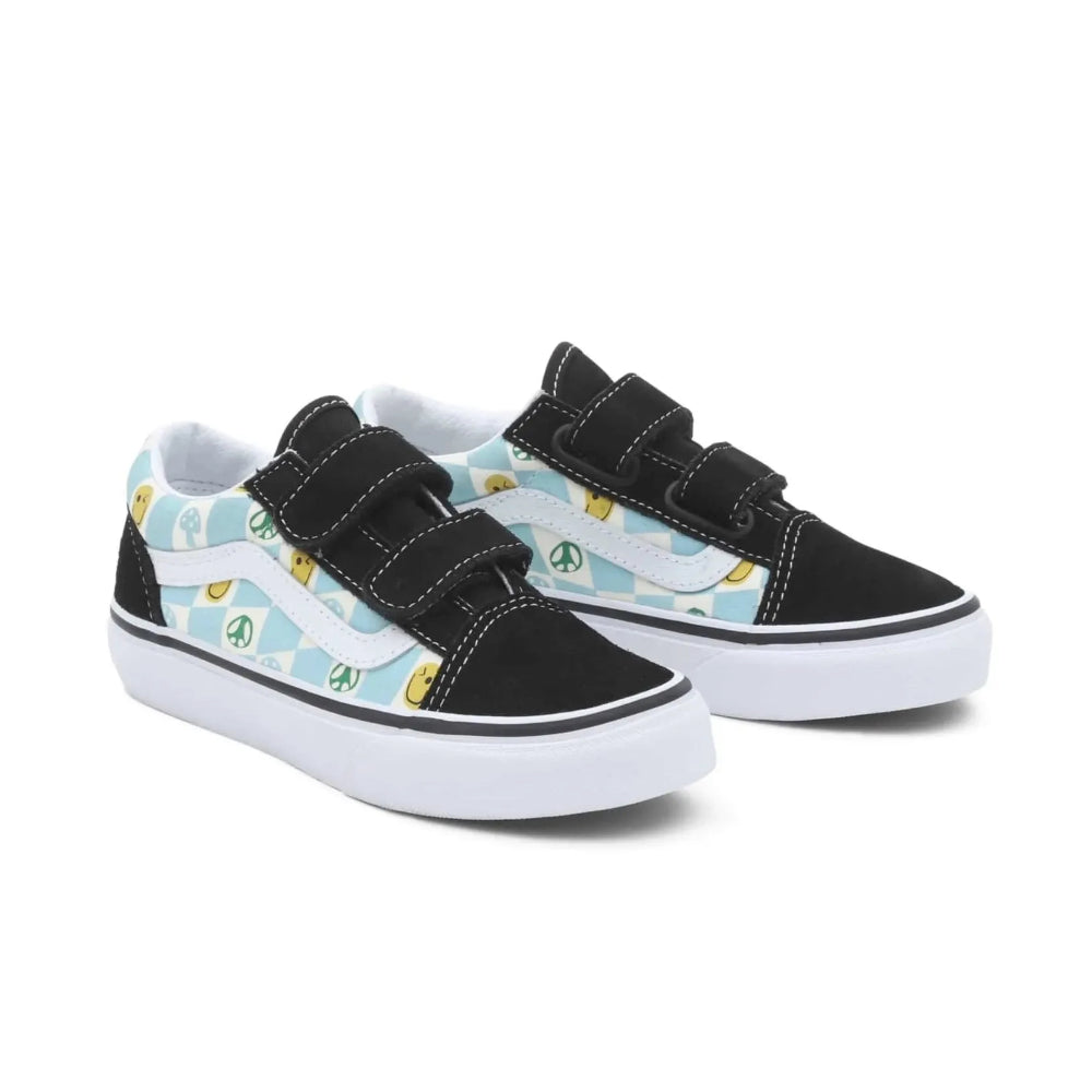 Vans Youth Old Skool Velcro Melted Checker Black / Multi - Shoes Pair