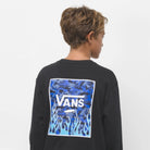 Vans Youth Print Box Back Black / Camo Flame Long Sleeve Back Close Up