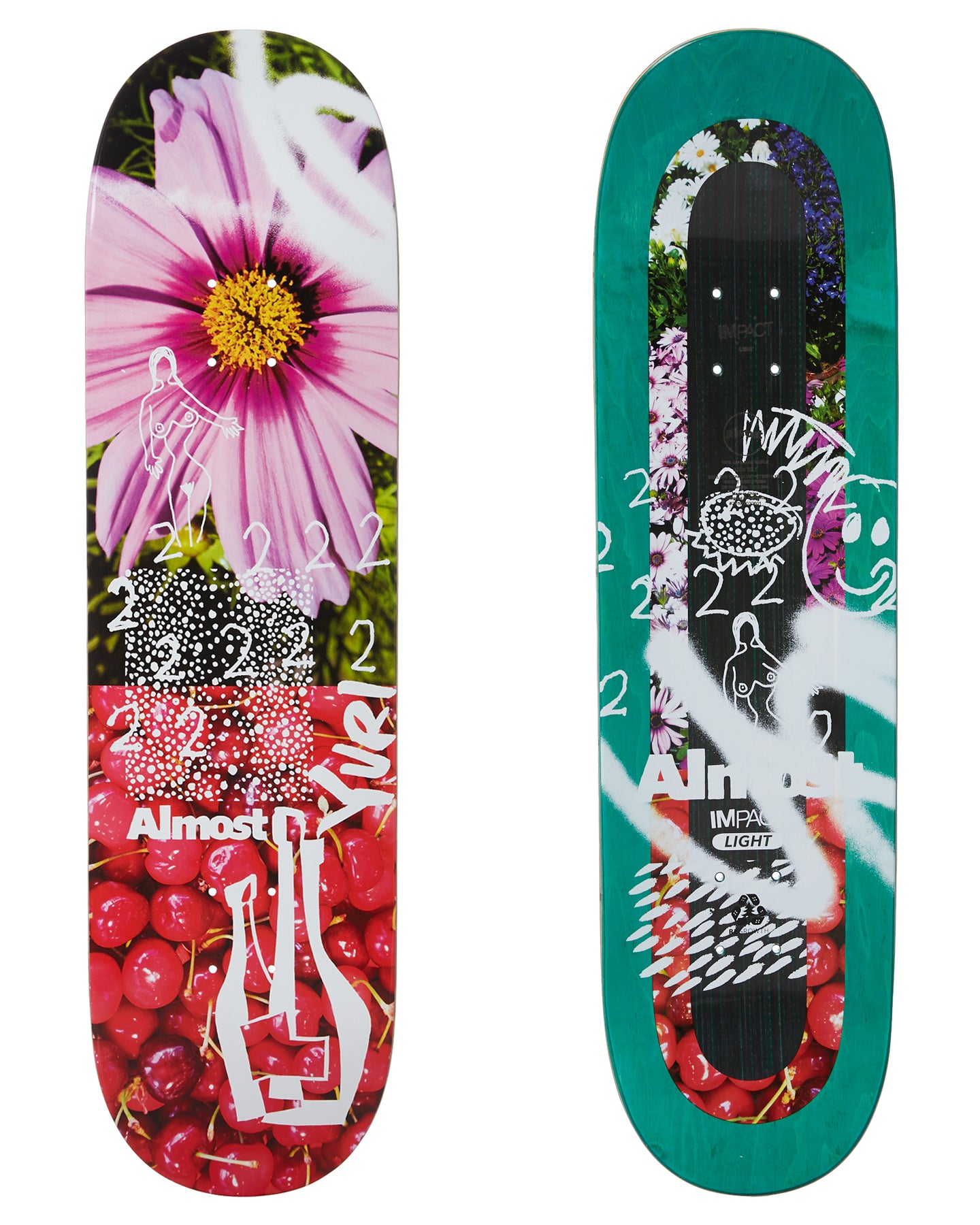 Almost In Bloom Impact Light Yuri 8.5 - Skateboard Deck Top And Bottom