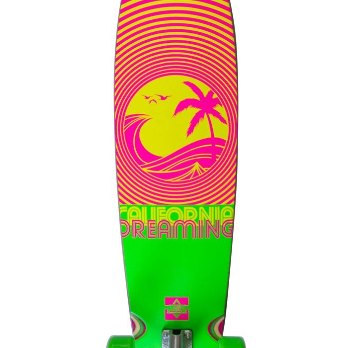 Dusters California Dreaming Neon Green 40" - Longboard Complete Deck Design Palm Surf Wave