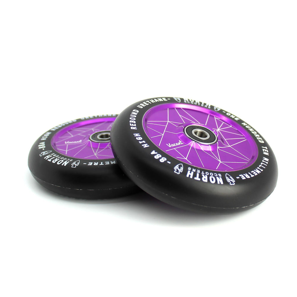North Scooters Vacant 110mm Black PU (PAIR) - Scooter Wheels Purple