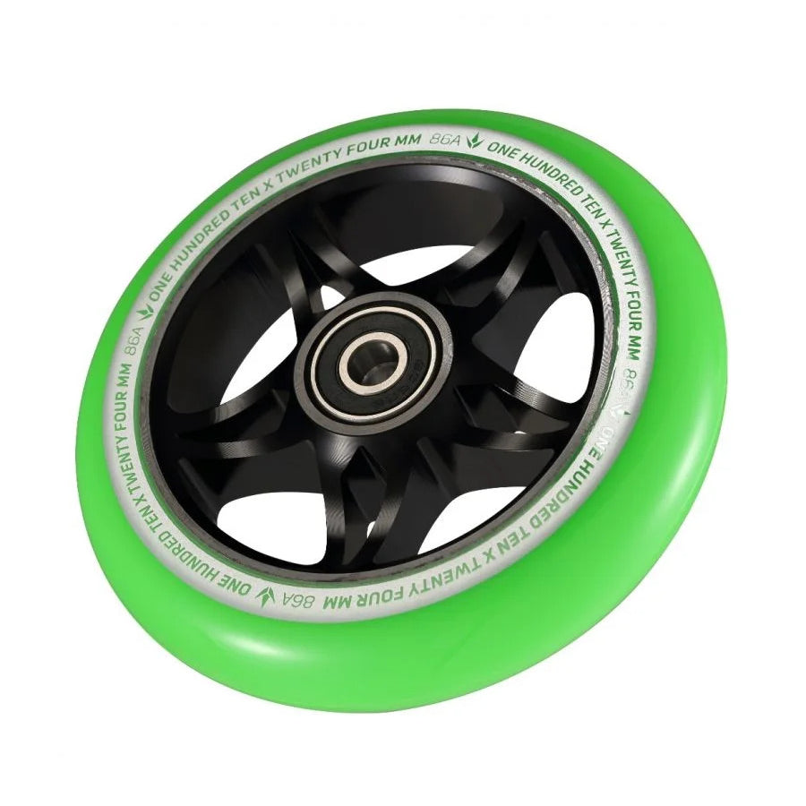 Envy S3 110mm (PAIR) - Scooter Wheels Black Green Angle View