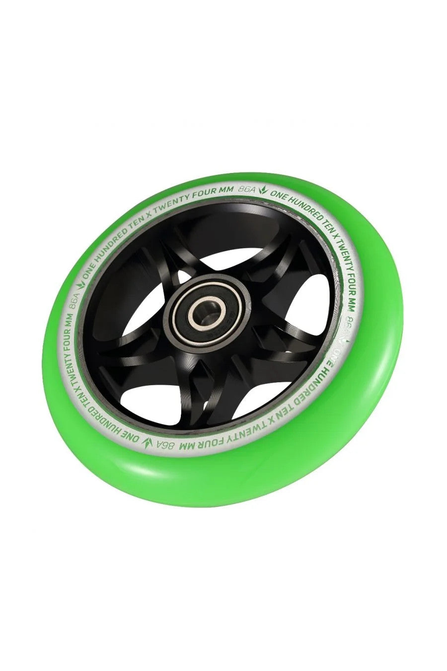 Envy S3 110mm (PAIR) - Scooter Wheels Black Green Angle View