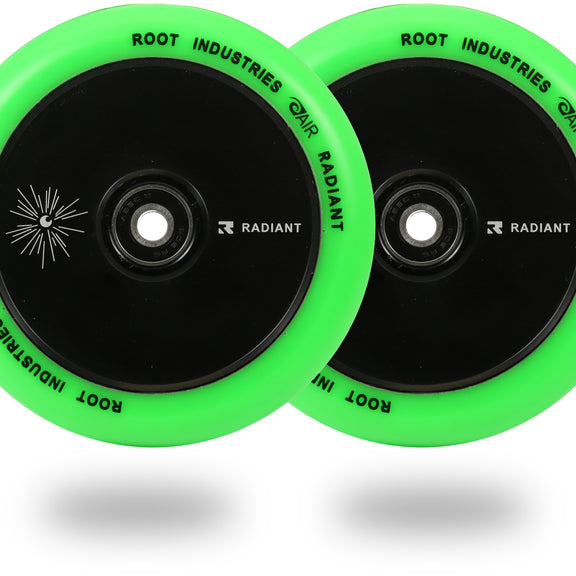 Root Industries AirWheels Radiant 120mm Black Urethane (PAIR) - Scooter Wheels Green