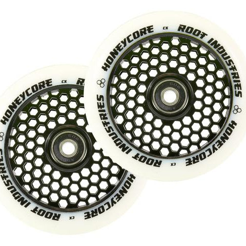 Root Industries Honeycore 120mm White Urethane (PAIR) - Scooter Wheels Black