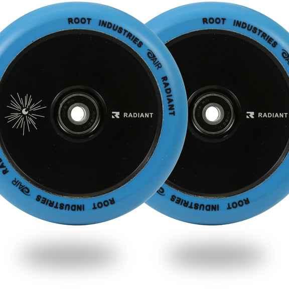 Root Industries AirWheels Radiant 120mm Black Urethane (PAIR) - Scooter Wheels Blue
