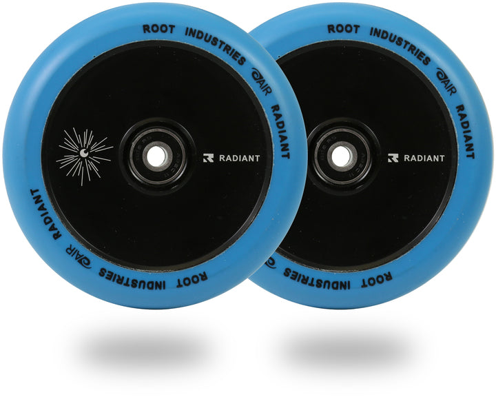 Root Industries AirWheels Radiant 120mm Black Urethane (PAIR) - Scooter Wheels Blue
