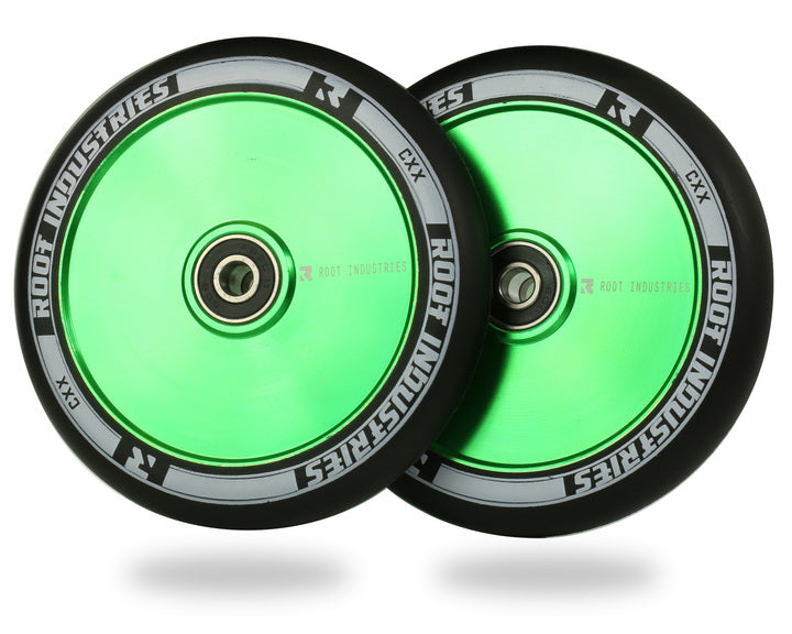 Root Industries AirWheels 120mm Black Urethane (PAIR) - Scooter Wheels Green